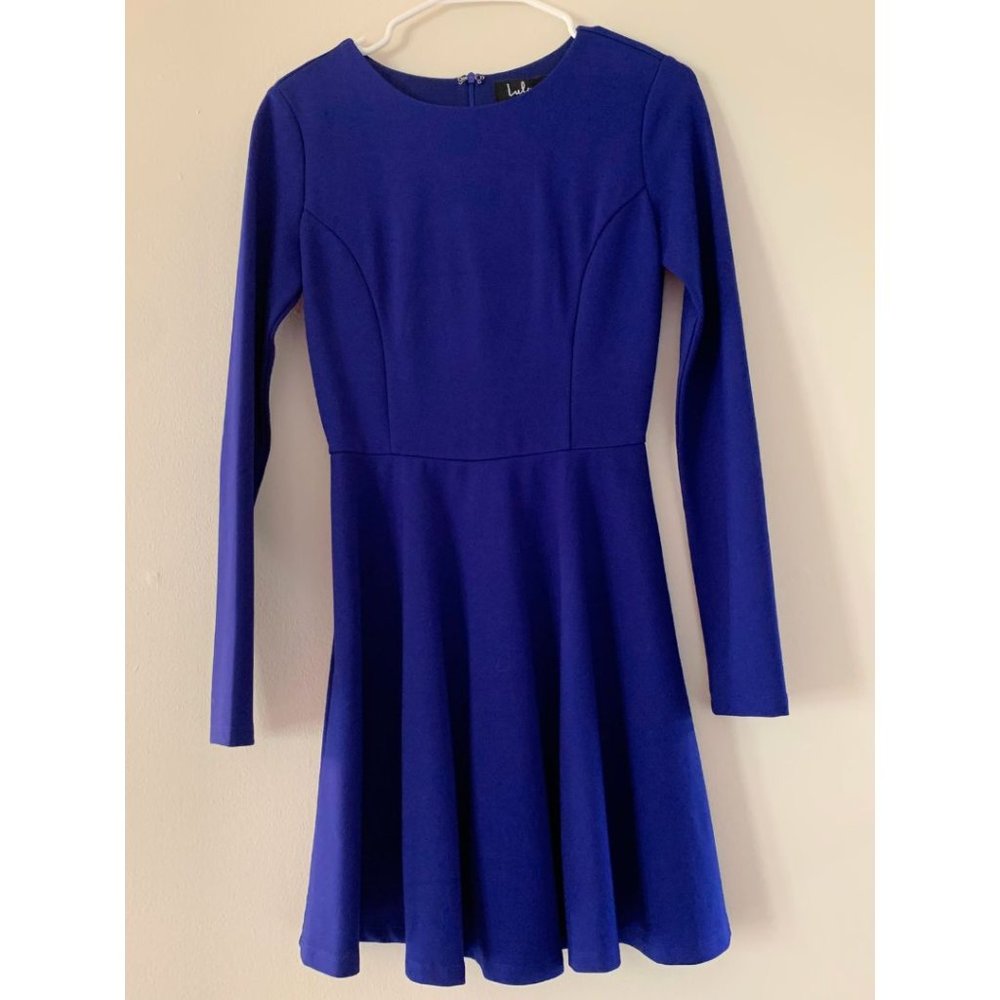 Forever Chic Royal Blue Long Sleeve Dress Small